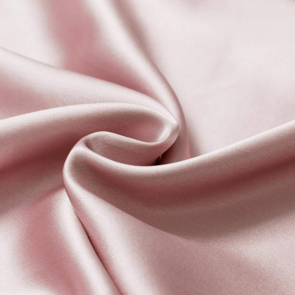 Orose 4PCs 22 Momme Mulberry Silk Sheets Bed Set - Charmeuse Seamless Deep Pocket Fitted Sheet, Pillowcases & Flat Sheet (California King, Rose Pink) | Luxury Soft Bedding for Master Bedroom, Hotel & Spa