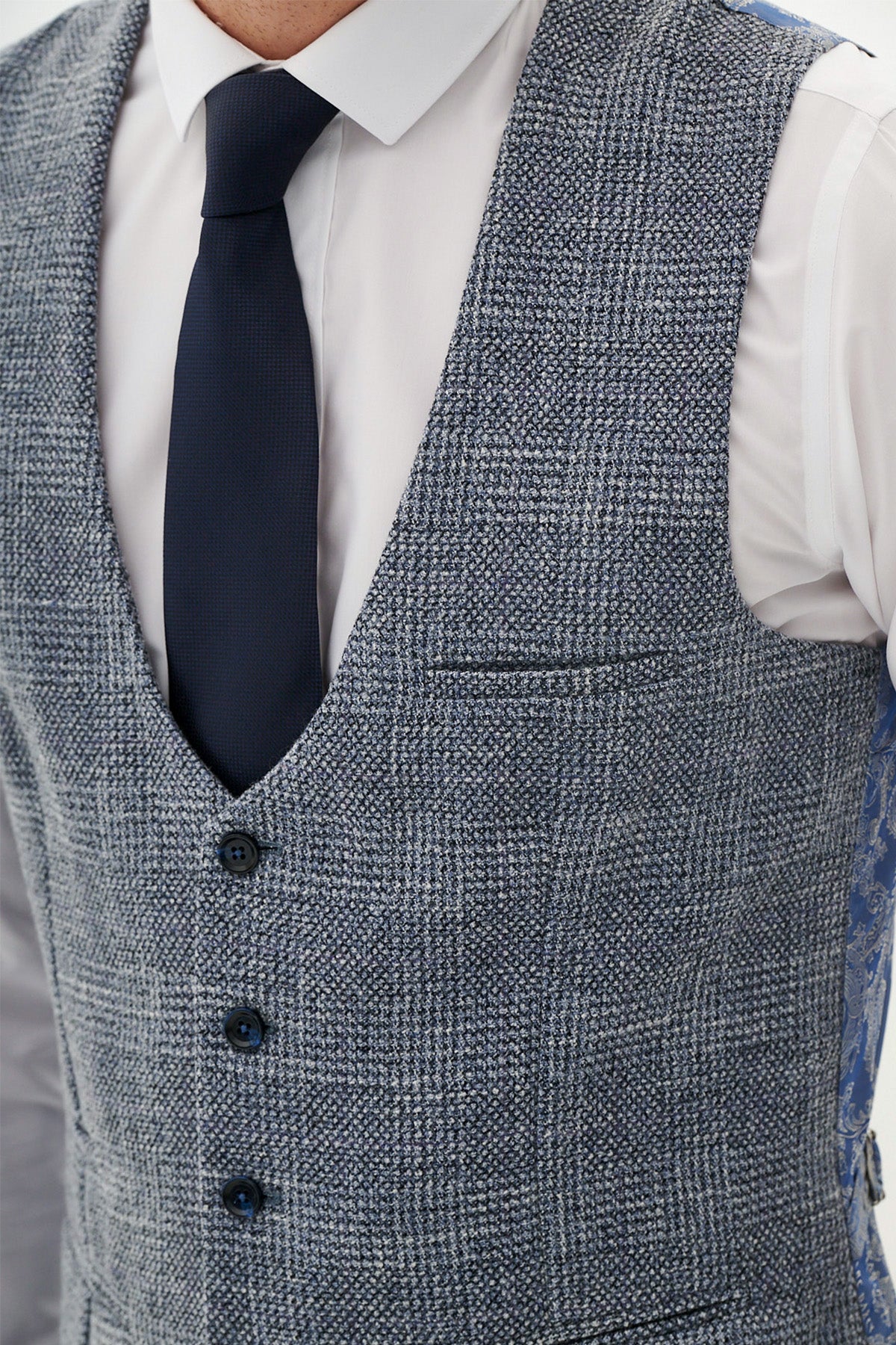 Official West Bromwich Albion F.C. Club Suit | KRIS Tweed Suit With Kelvin Navy Waistcoat - Perfect for Match Days, Weddings & Formal Events