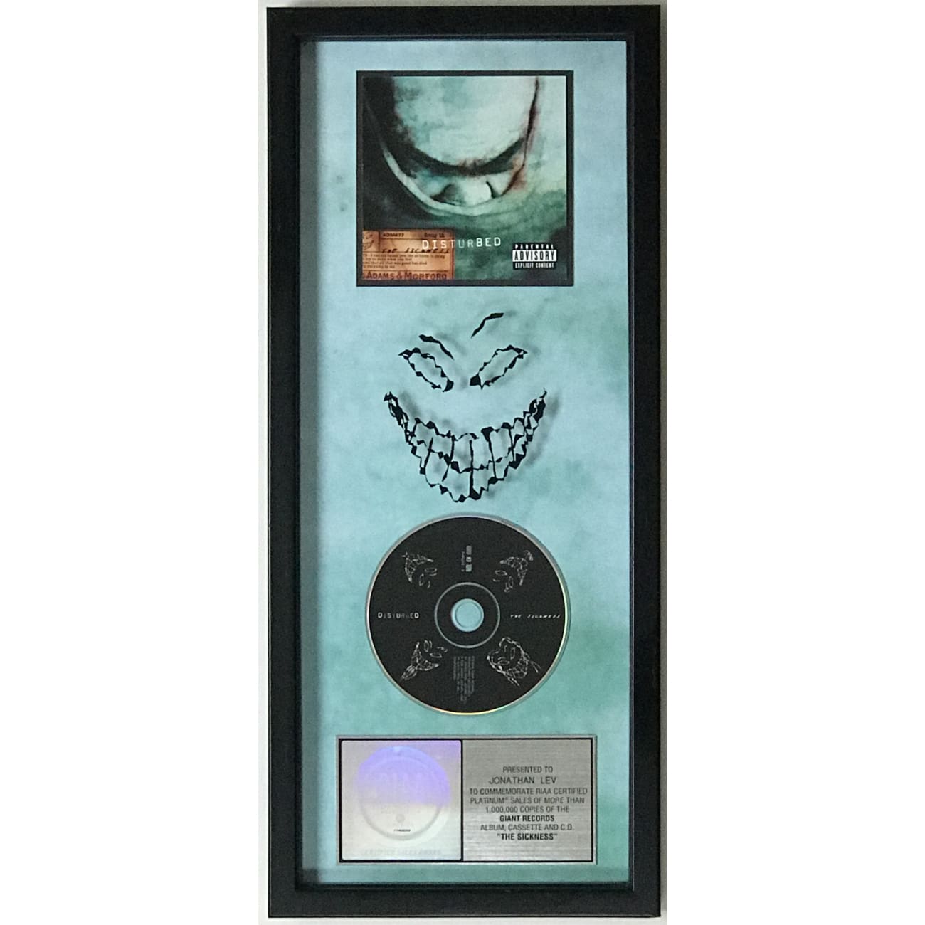 Disturbed The Sickness RIAA Platinum Album Award - Certified Platinum Metal Music CD - Perfect for Rock Fans & Collectors | Great for Home Listening, Car Rides & Gift Giving