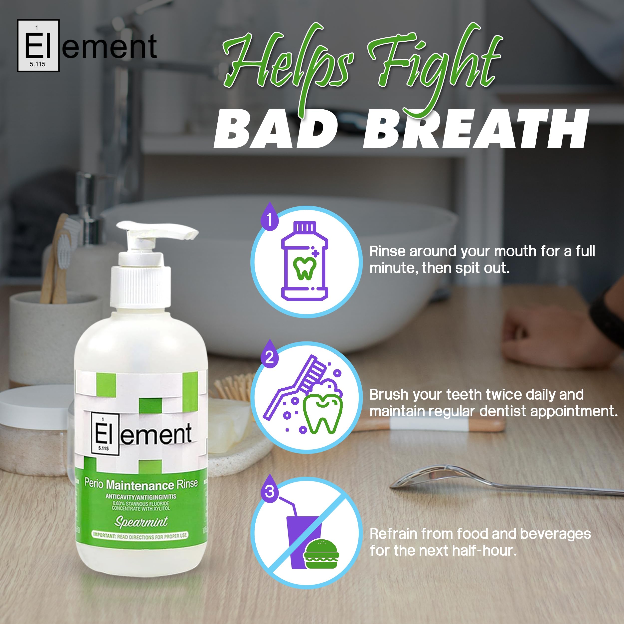Stannous Fluoride Mouthwash 10 Fl Oz - 0.63% Antimicrobial Perio Rinse for Gingivitis & Plaque Control - Alcohol Free, Dye Free, Paraben Free - Refreshing Spearmint Flavor - Ideal for Daily Oral Care & Sensitive Teeth Protection