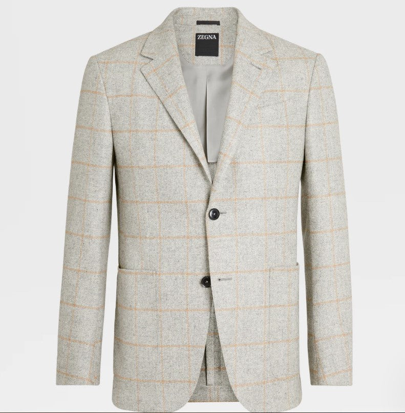 ZEGNA Grey Melange Stretch Camel Sport Coat for Men | Premium Wool Blend Blazer | Business Casual & Formal Wear | Office, Weddings, Events