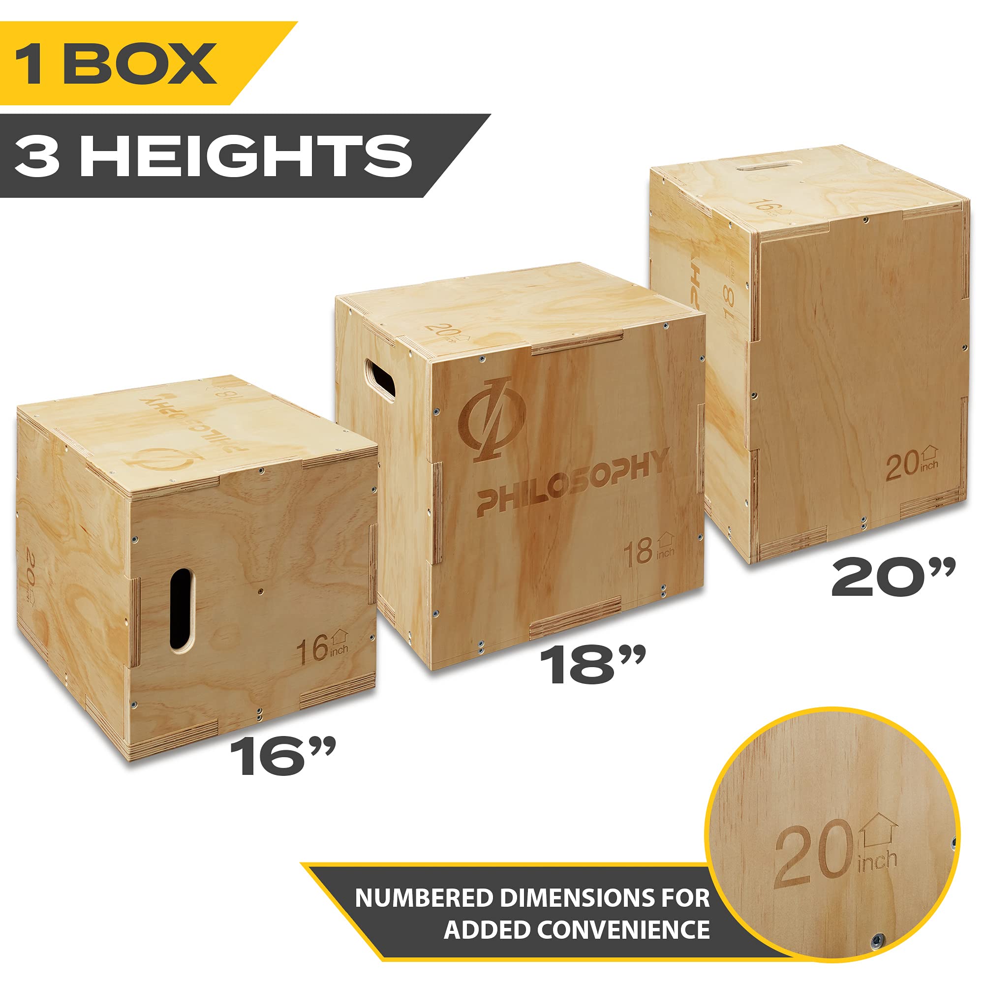 Premium 3-in-1 Wood Plyometric Box for CrossFit, HIIT & Home Workouts - Adjustable Jump Training Box for Strength & Conditioning - Perfect for Gym, Garage & Outdoor Fitness Training