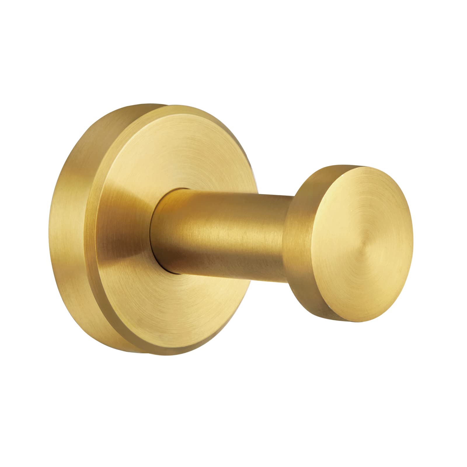 APLusee Brushed Gold Bathroom Towel Hook - SUS 304 Stainless Steel Round Coat Robe Hanger - Modern Decorative Wall Holder for Toilet, Kitchen & Closet Organization - Perfect for Hanging Robes, Towels and Clothes in Bathrooms, Laundry Rooms & Entryways