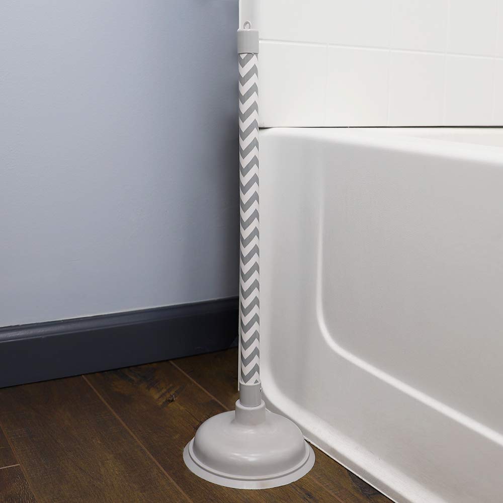 Home Basics Force Cup Rubber Plunger - Heavy Duty Gray Toilet Plunger for Clogged Drains, Sinks & Bathtubs | Bathroom Cleaning Tool for Home & Commercial Use