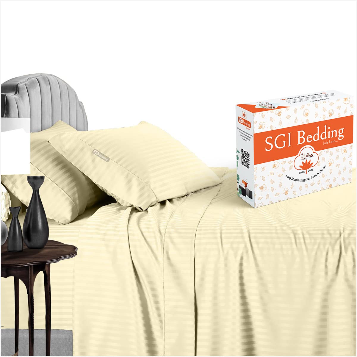 Premium 100% Egyptian Cotton 600 Thread Count Sheet Set - Ultra Soft Sateen Weave, 15