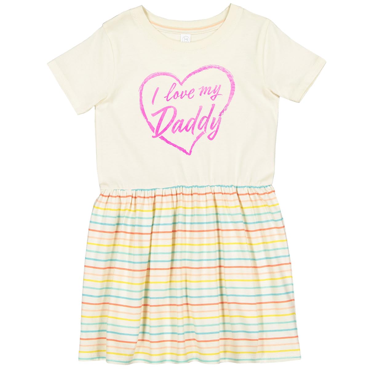 Inktastic I Love My Daddy Toddler Dress - Pink Chalk Heart Design for Girls | Cute Casual Outfit for Playdates, Family Photos & Special Occasions