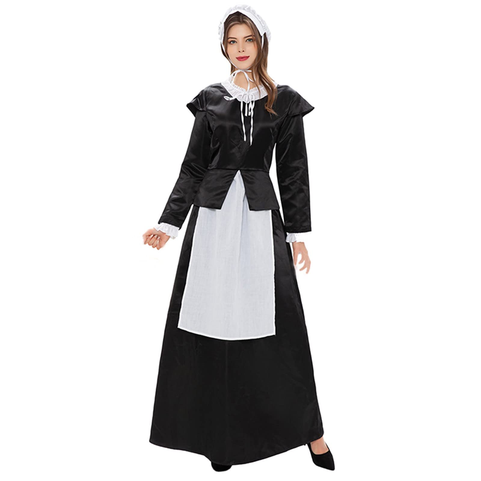 Vintage Black Halloween Maxi Dress for Women - Elegant Garden Party Costume | Perfect for Halloween Parties, Cosplay & Themed Events