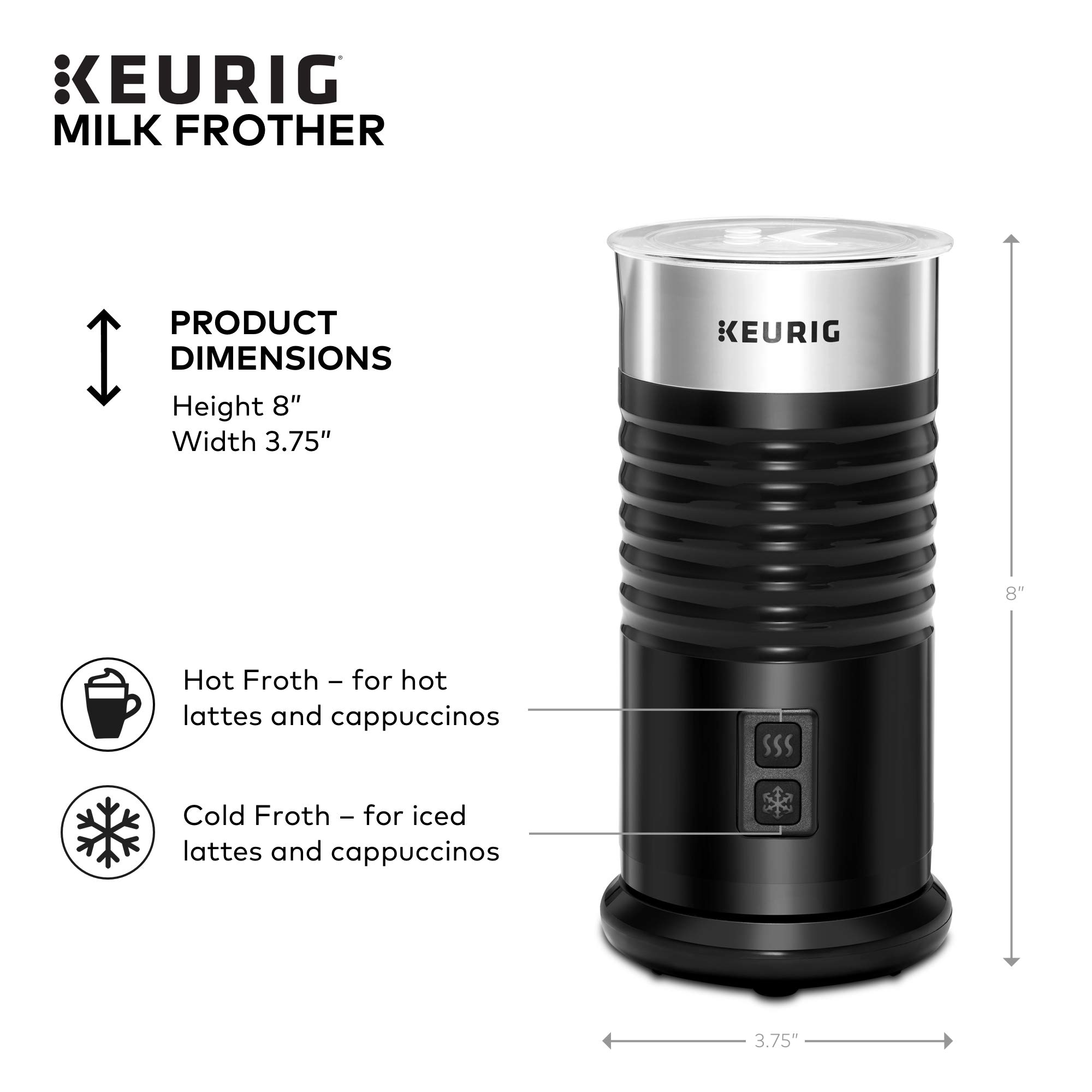 Keurig K-Mini Single-Serve K-Cup Coffee Maker & Milk Frother Set - Compact Black Coffee Machine for Home, Office, Dorm | Brews Hot Coffee & Froths Milk for Lattes, Cappuccinos