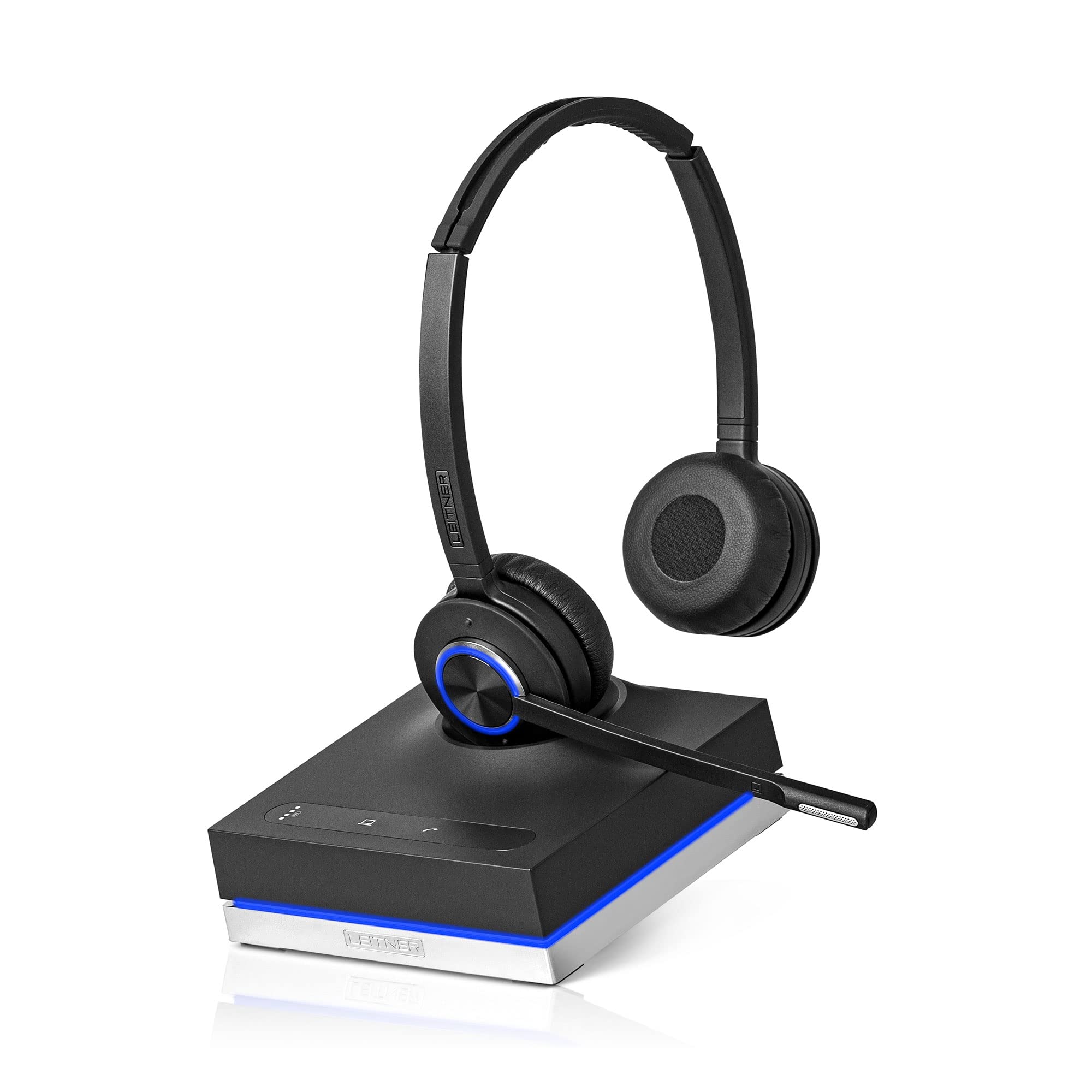 Leitner LH575 2-in-1 Wireless Office Headset with Noise-Canceling Mic - DECT Computer & Telephone Headset (Not Bluetooth) - 5 Year Warranty - Ideal for Call Centers, Remote Work & Office Phones