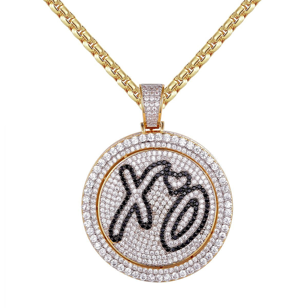 XO Love Spinner Circle Medallion Pendant - Trendy Designer Jewelry for Couples & Gifts | Perfect for Anniversaries, Valentine's Day & Romantic Occasions