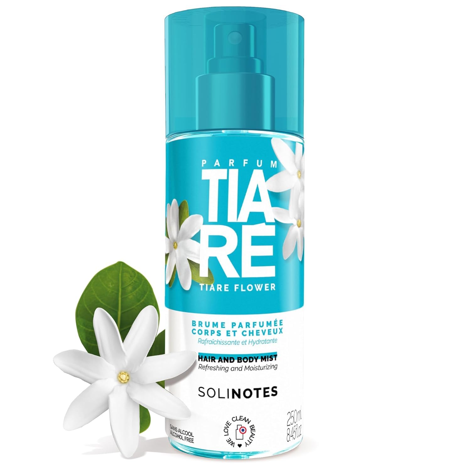 SOLINOTES Tiaré Body Mist for Women - Alcohol-Free Hydrating Fragrance Spray | 8.45 fl.oz Floral Scent for Body & Hair | Perfect for Daily Use, Work, Date Night & Travel
