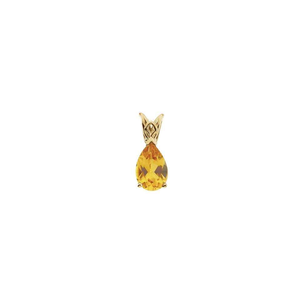 Lux Citrine Pear Scroll Setting Pendant Necklace - Elegant Jewelry for Women, Perfect for Parties, Weddings & Special Occasions