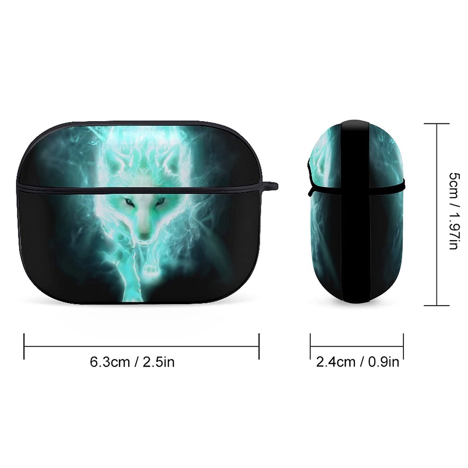 Shockproof AirPods Pro Case Cover with Keychain - Cool Cyan Walking Wolf Pattern, Wireless Charging Compatible, Unisex Protective Headphone Accessories for Gym, Travel & Daily Use