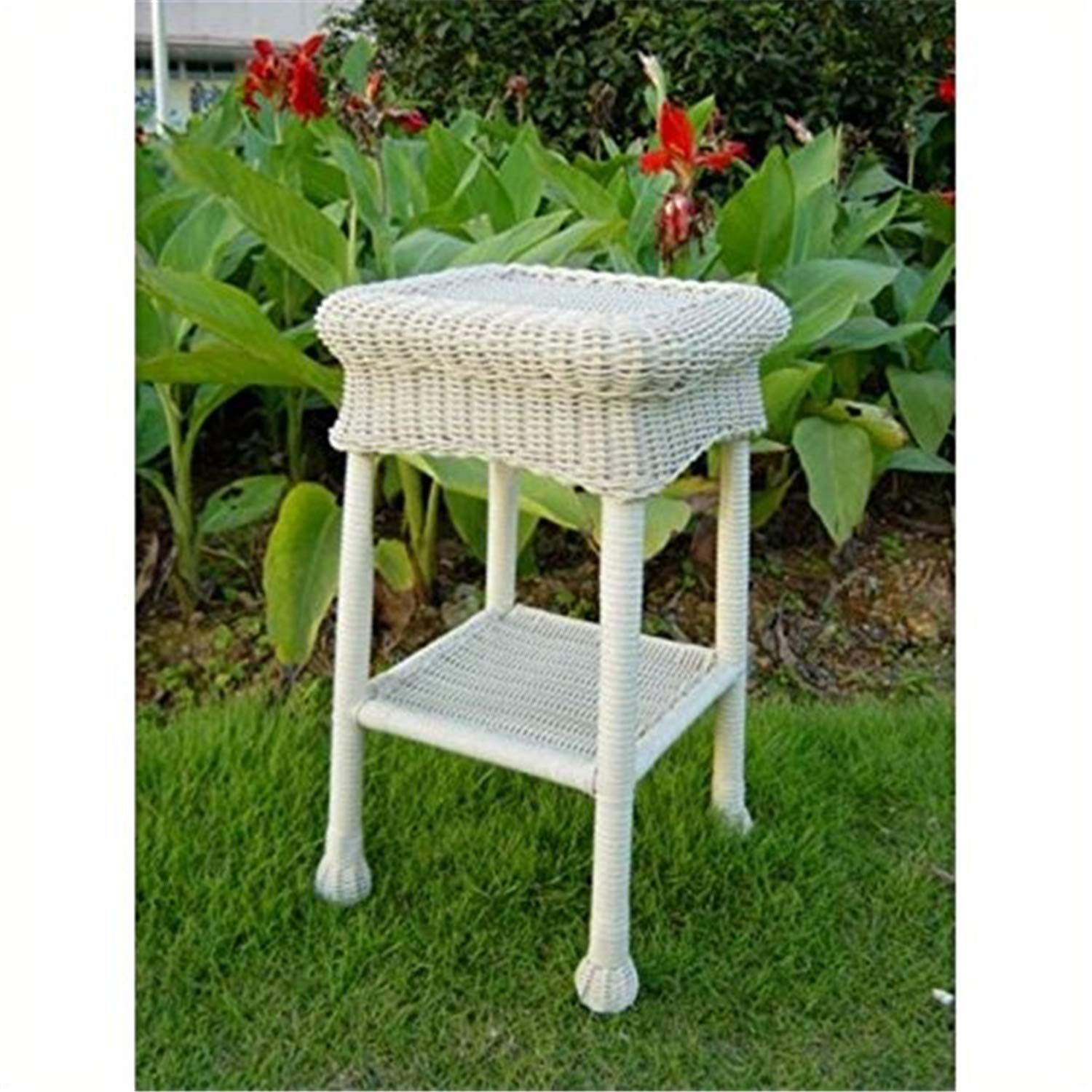 Small PVC Resin Side Table - Lightweight & Durable Accent Table for Living Room, Bedroom, Patio - International Caravan Furniture