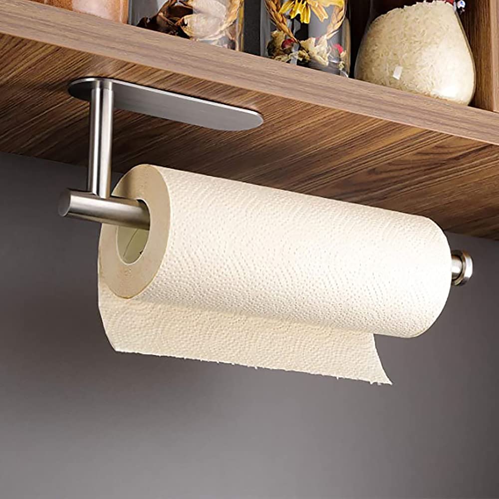 Stainless Steel Towel Rack & Toilet Paper Holder - Wall Mounted Bathroom & Kitchen Organizer for Paper Rolls, Cling Film - No Drill Installation - Perfect for Small Spaces & Modern Home Decor