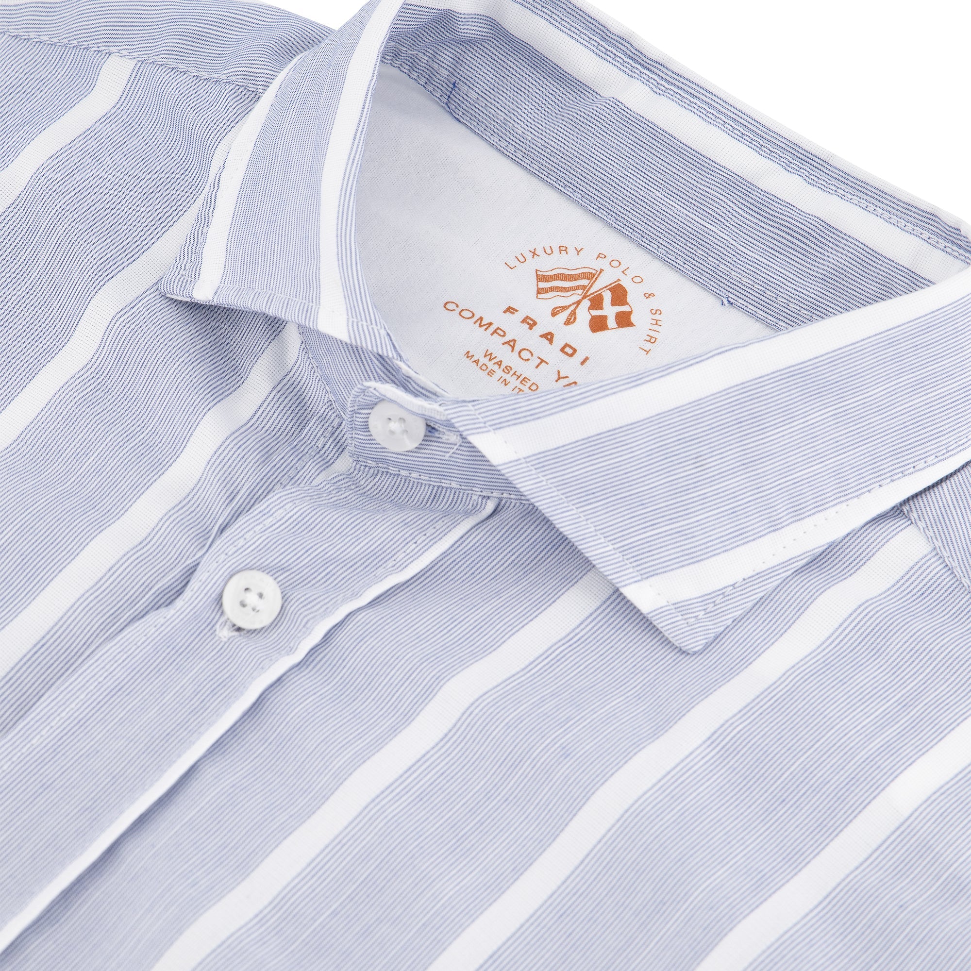 FRADI Men's Cotton Polyamide Blend Casual Shirt - Breathable & Comfortable White and Blue Button Down Shirt for Work, Travel & Everyday Wear