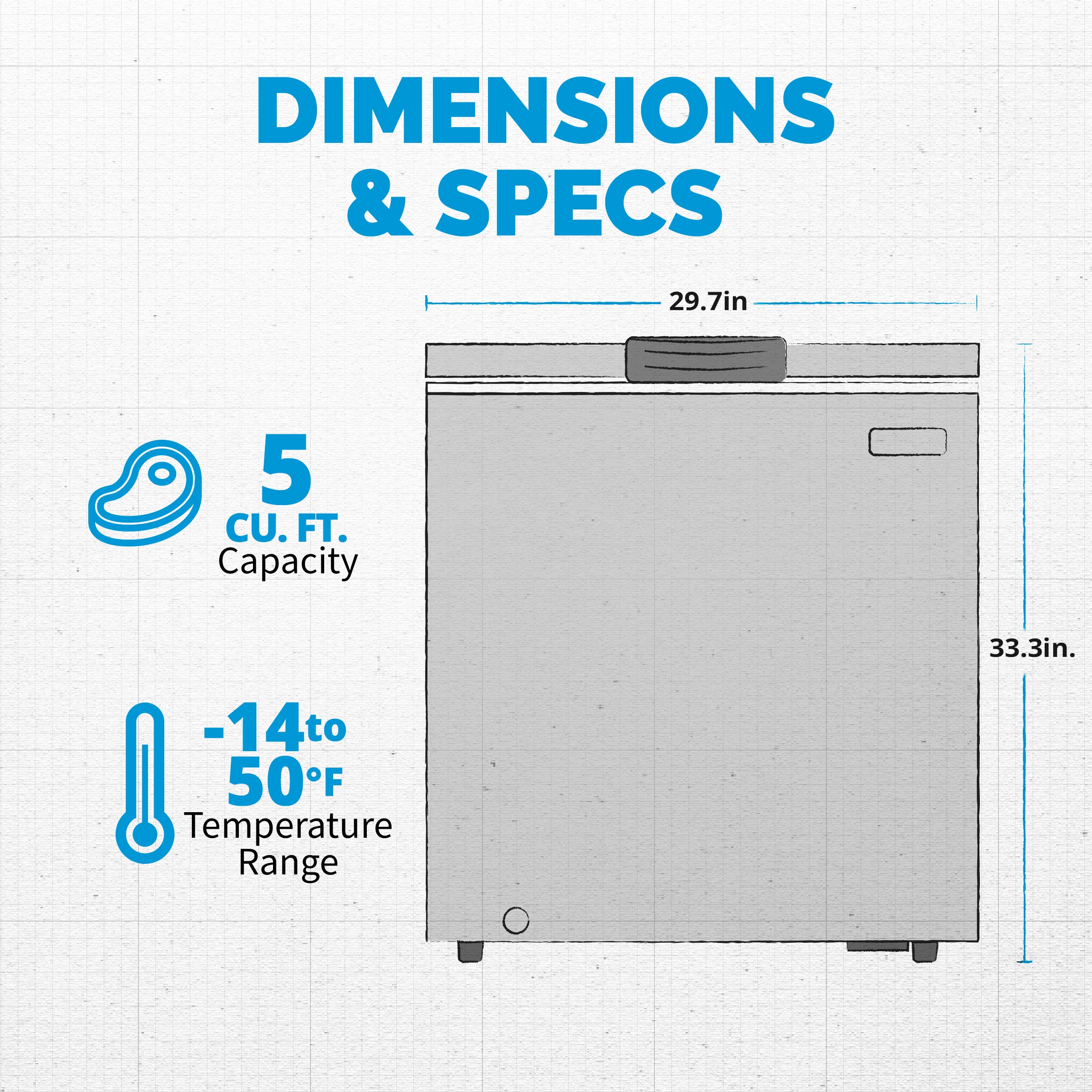 Newair® 5 Cu. Ft. Mini Deep Chest Freezer in Military Green - Compact Freezer for Home, Garage, or Basement Storage of Meat, Seafood, and Frozen Foods
