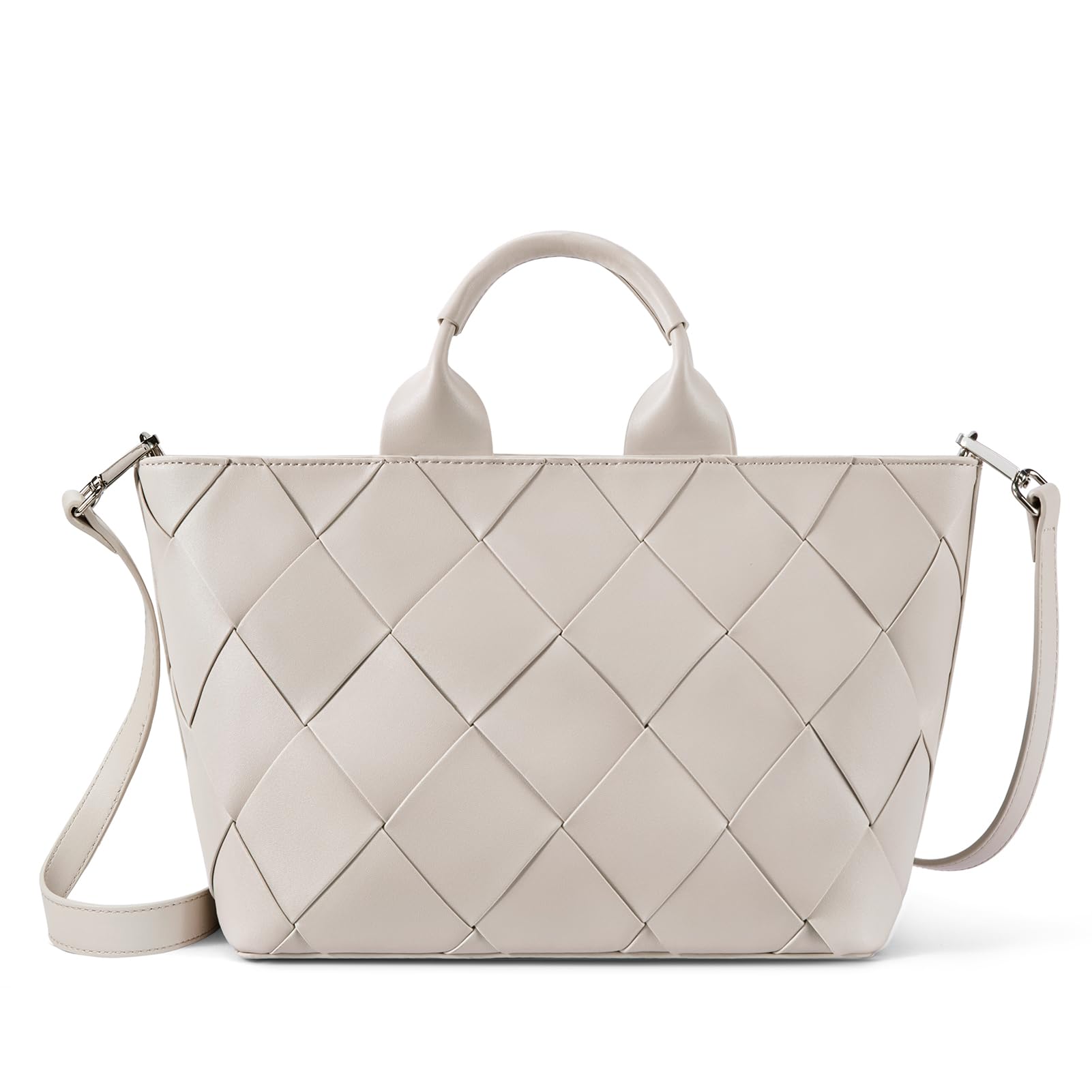 BOSTANTEN Women's Woven Tote Bag with Zipper - Stylish Top Handle Purse & Crossbody Shoulder Bag for Work, Travel & Shopping