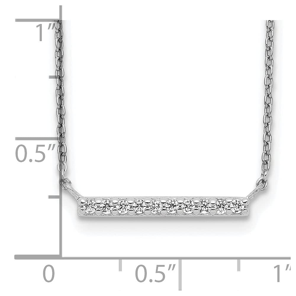 925 Sterling Silver Cubic Zirconia Bar Necklace for Women - Elegant Minimalist Pendant Jewelry Gift for Her, 16