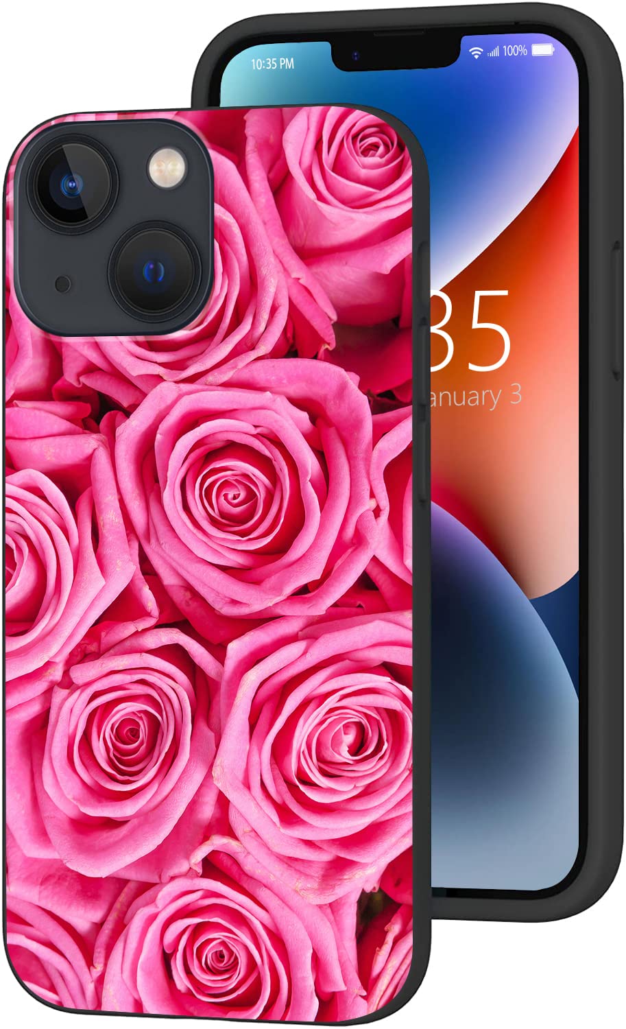 Pink Roses iPhone 14 Case 6.1 Inch - Soft TPU Shockproof Protective Phone Cover for Women & Men | Compatible with iPhone 14 | Perfect for Everyday Use, Work & Travel Protection