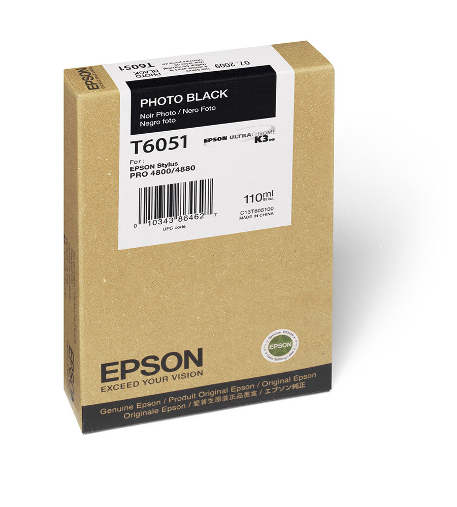 Epson T605100 4880/4800 Ultrachrome HDR Ink Photo Black 110ml - High-Quality Photo Printing Ink for Professional Photographers & Artists | Perfect for Fine Art Prints, Photography Exhibitions & Studio Projects