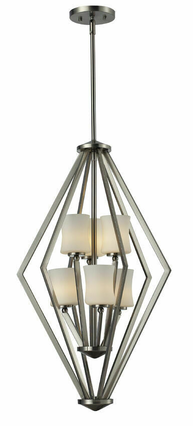 Z Lite Lighting 609 6 BN Elite Collection Six Light Hanging Pendant Chandelier in Brushed Nickel Finish - Modern Dining Room & Kitchen Island Lighting Fixture