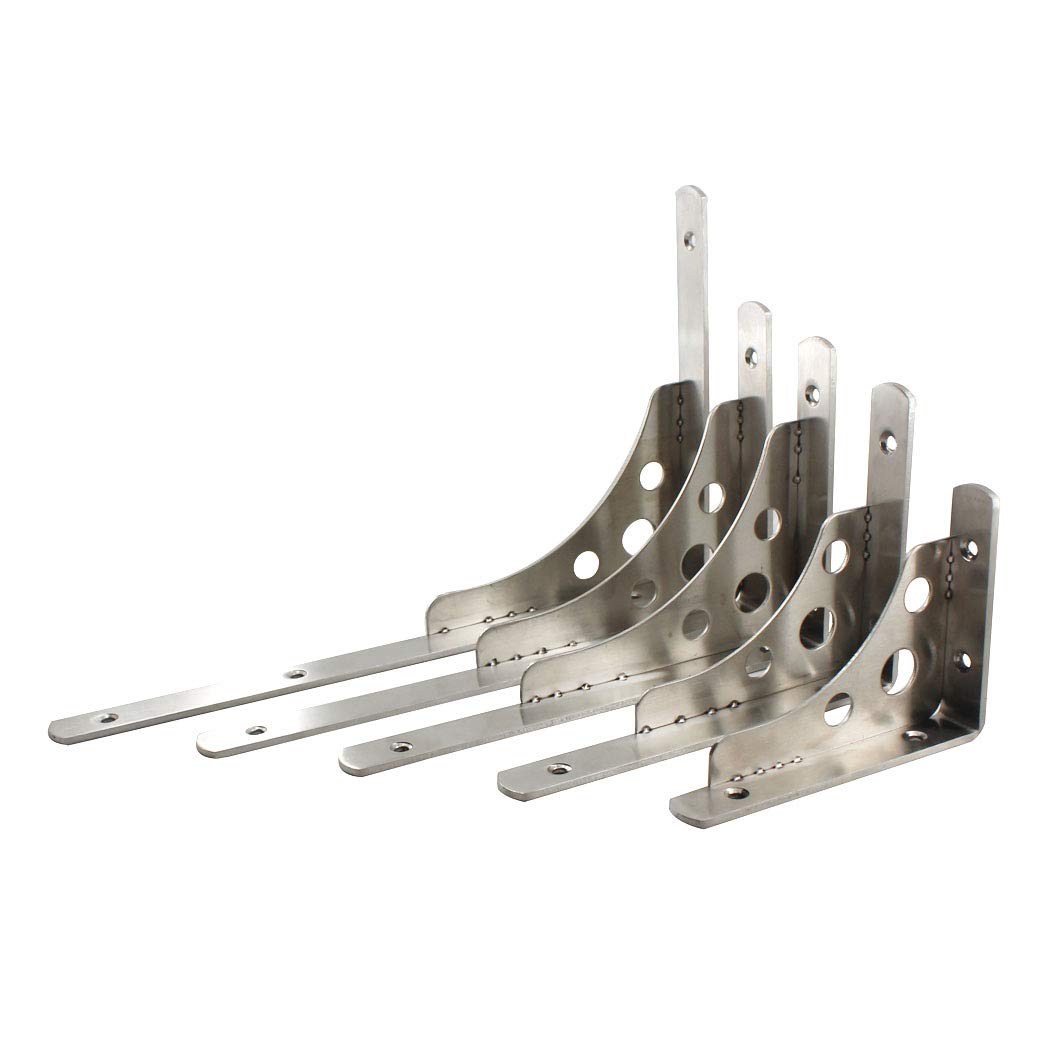 150x110mm Heavy Duty Stainless Steel Shelf Brackets - Wall Mounted Triangle Corner Brackets with Screws (2 Pack) - Perfect for Kitchen Shelves, Garage Storage & Floating Shelves
