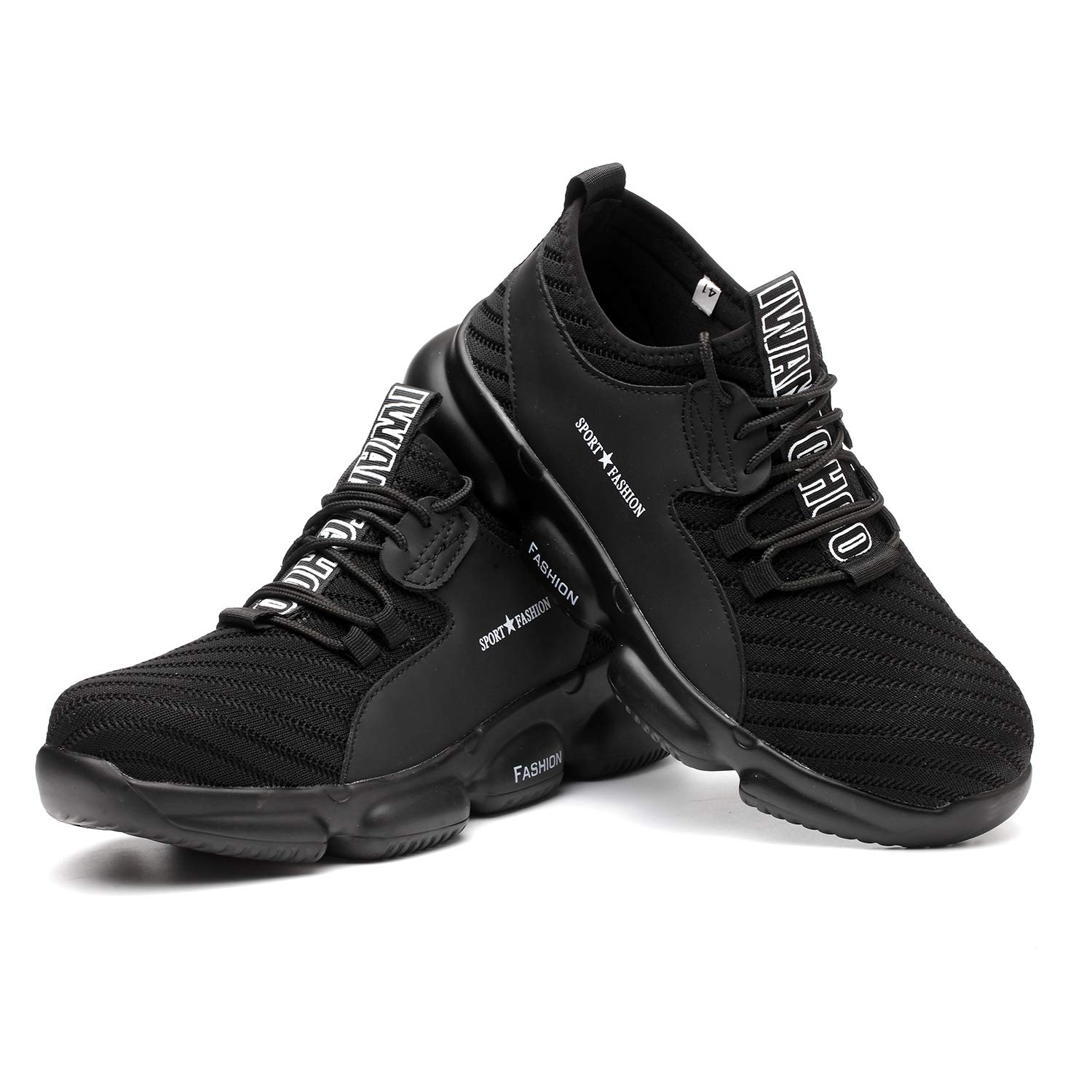 Men's Steel Toe Work Shoes - Breathable & Lightweight Safety Boots for Construction & Industrial Use - Slip Resistant Soft Toe Protection (Black, Size 10) - Perfect for Warehouse, Factory & Outdoor Labor Jobs