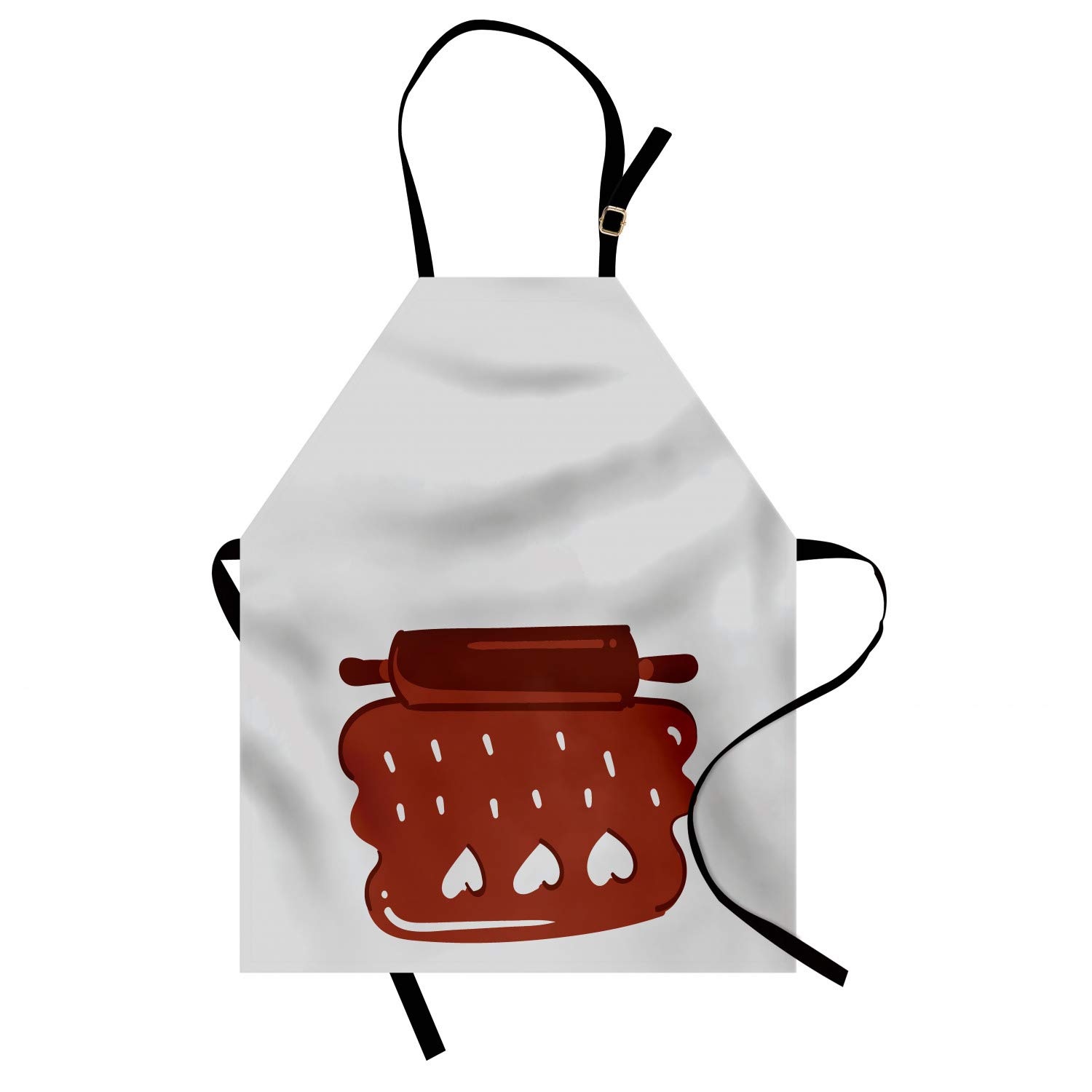 Ambesonne Personalized Chef Apron - Cartoon Baking & Cooking Design with Colorful Rolling Pin & Heart Motif - Adjustable Unisex Kitchen Bib for Adults (Burgundy Dust) - Perfect for Home Cooking, Baking Parties & Culinary Gifts
