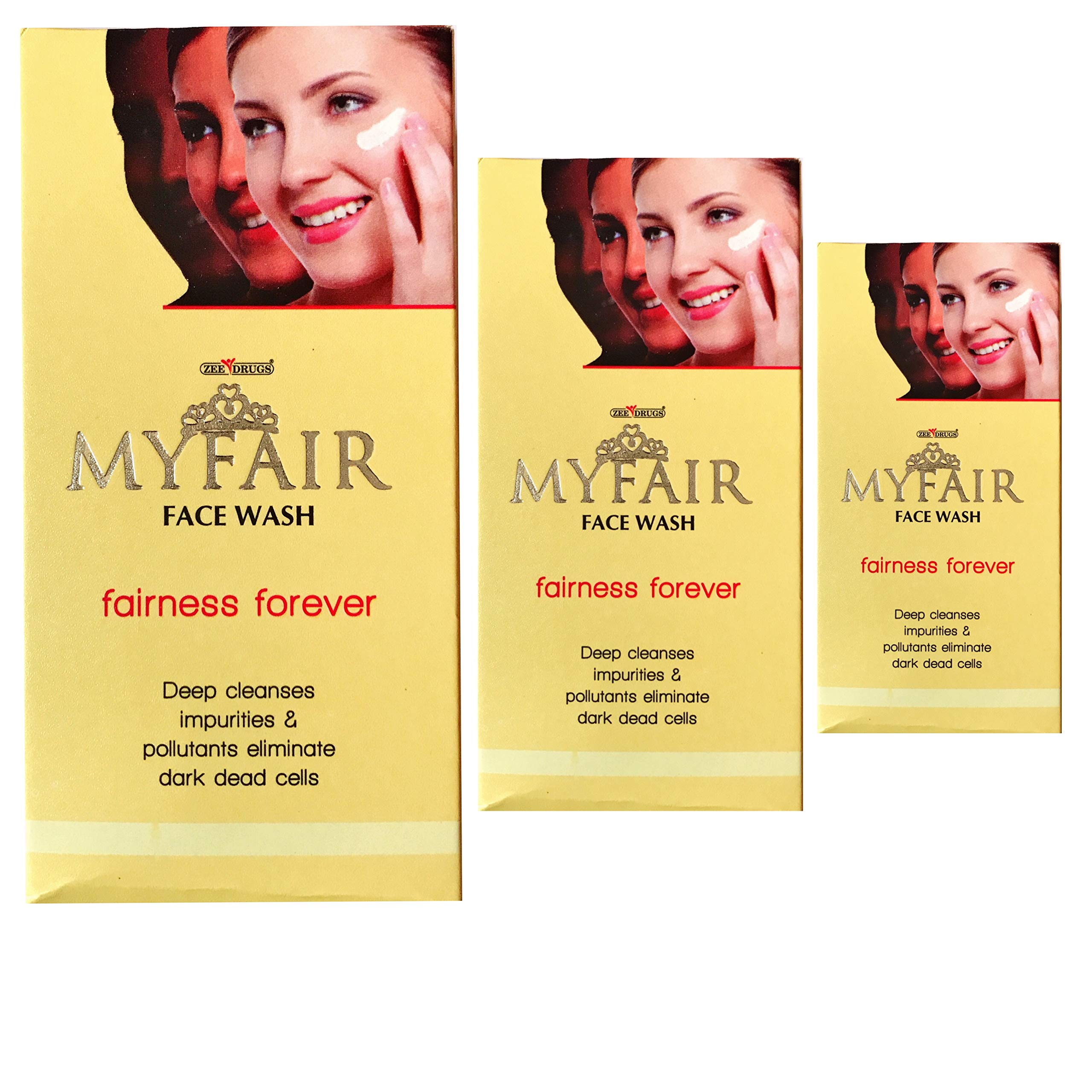 ZEE Myfair Fairness Deep Cleanse Dark Dead Cell Removal Face Wash - Pack of 3 | Brightening & Exfoliating Facial Cleanser for Glowing Skin | Perfect for Daily Skincare Routine & Acne-Prone Skin