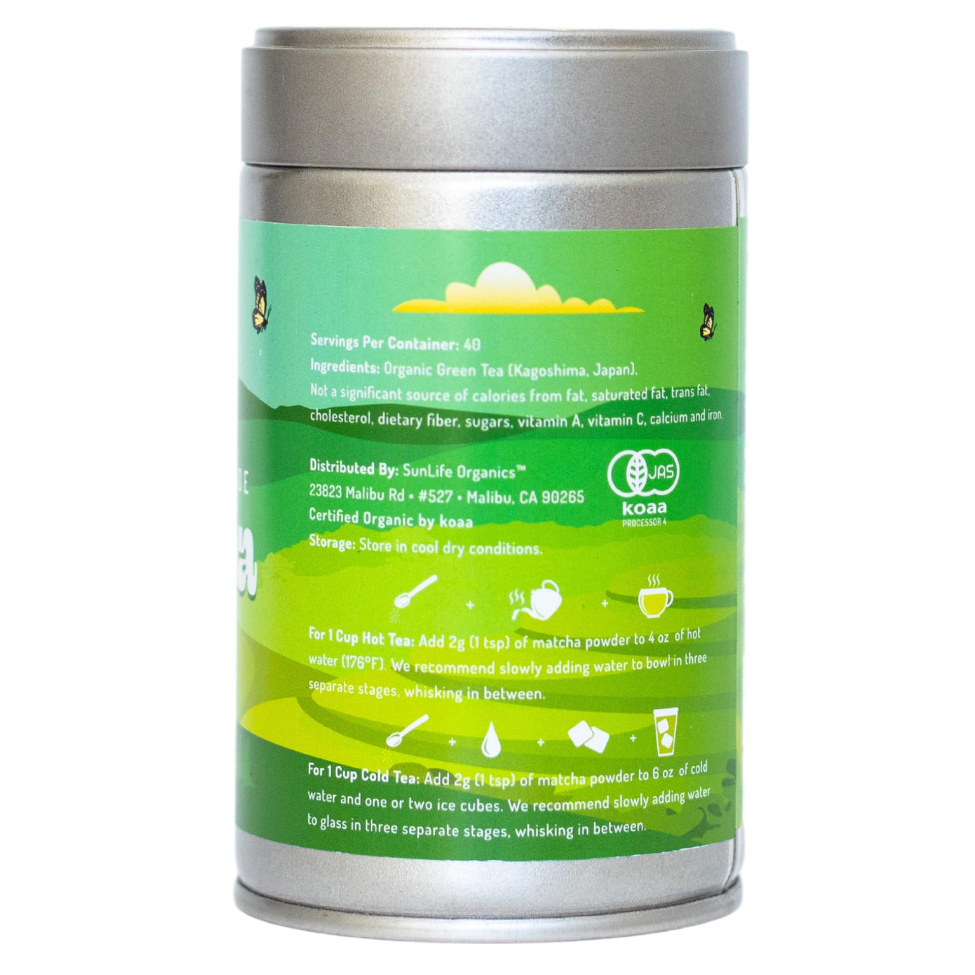 Sunlife Organics USDA Organic Matcha Green Tea Powder (80g) - Premium Japanese Culinary & Ceremonial Grade Matcha - For Lattes, Baking & Traditional Tea Ceremonies