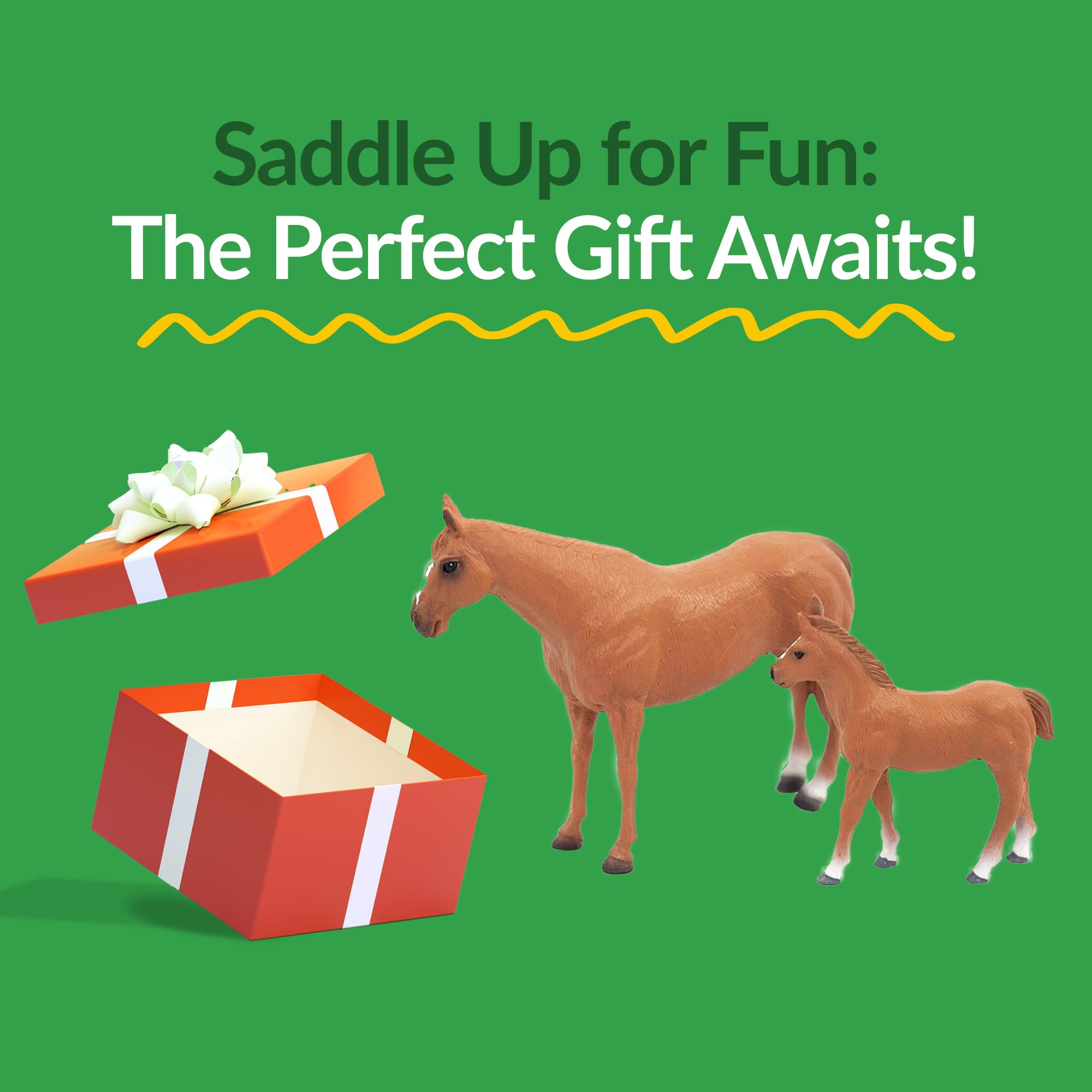 Big Country Toys Brown Horse Mare and Colt Set - Realistic Farm Animal Figures for Kids, Collectors & Farm-Themed Play Scenes | Perfect for Pretend Play, Educational Toys & Farm Diorama Displays