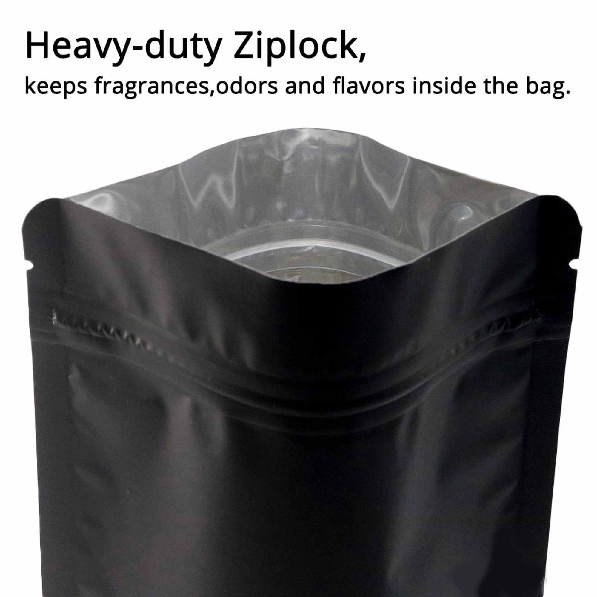 100 Resealable Mylar Stand Up Bags 28.5x19cm (11.2x7.5in) - Black Food Storage Zip Pouch for Coffee, Tea, Snacks & Dry Goods | Airtight Packaging Solution for Home Kitchen & Commercial Use