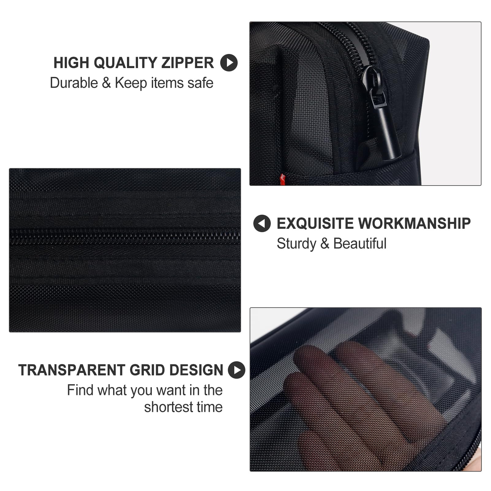 Fmeida Large Mesh Pencil Case with Handle - Zippered School Supply Organizer for Pens, Pencils & Art Supplies - Perfect for Students, Office & Travel Organization