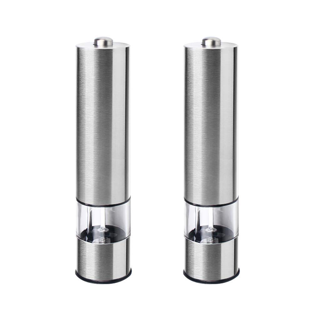 FOUNDLINE Electric Garlic Grinder & Spice Mill Set with Ceramic Blades - Adjustable Coarseness, One-Touch Operation, LED Light - Perfect for Kitchen, Cooking, Grinding Garlic, Peppercorns & Salt