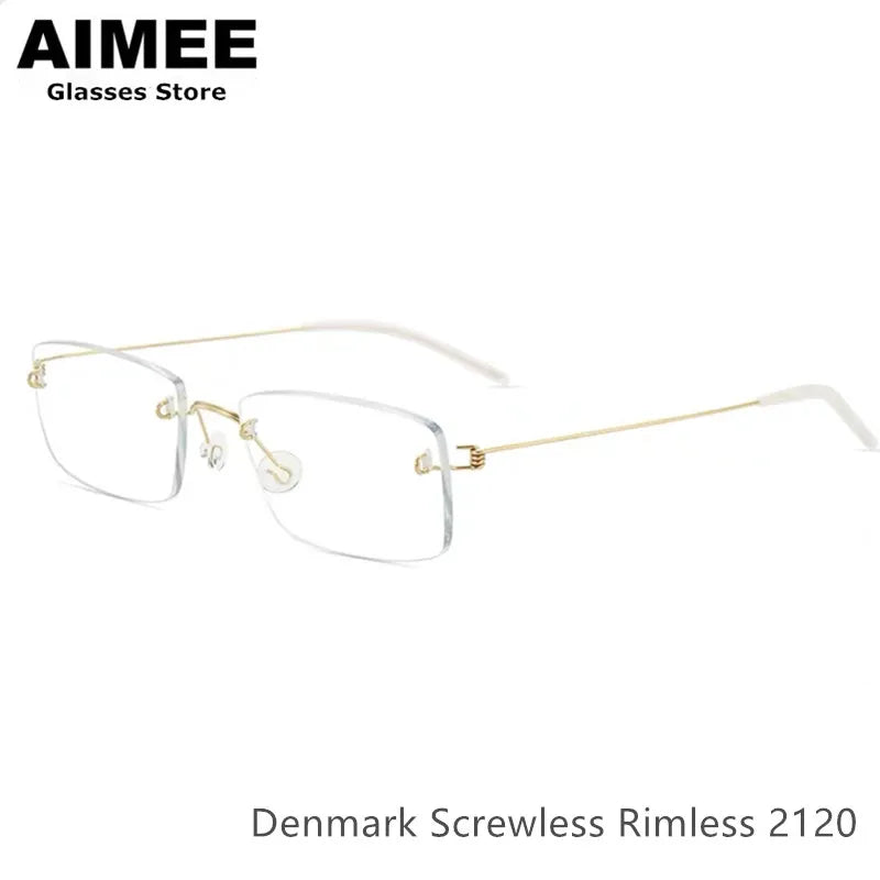 Aimee Unisex Rimless Square Screwless Titanium Eyeglasses 2120 - Lightweight Durable Frame for Reading, Computer Work & Everyday Wear