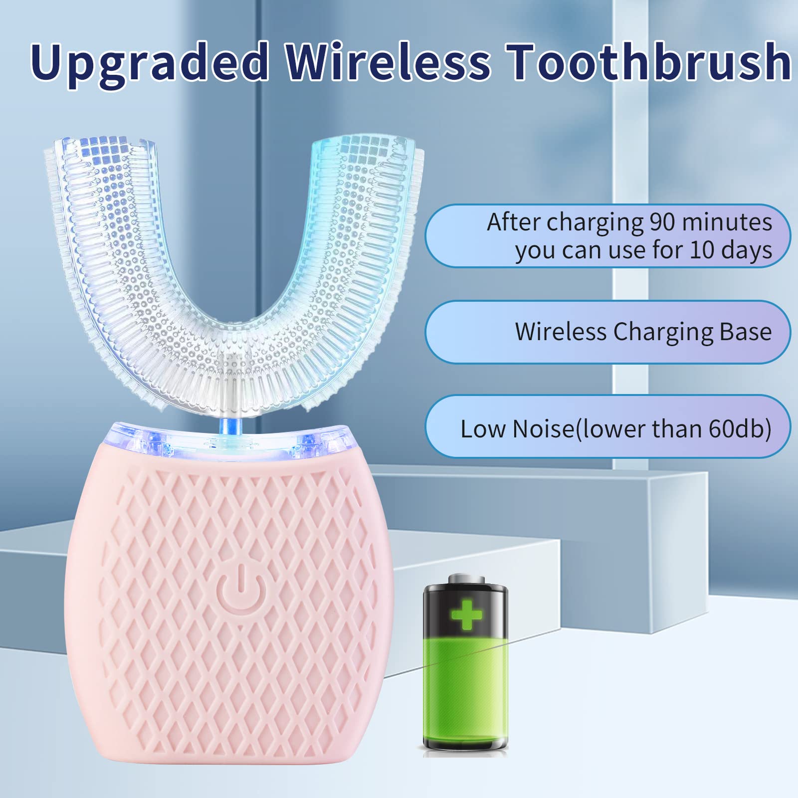 Adult Electric Toothbrush - Sonic 360° Cleaning with Wireless Charging | for Home & Travel