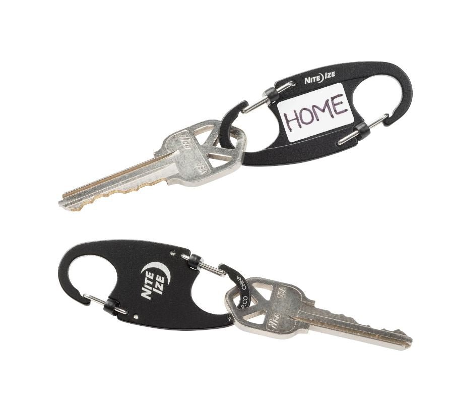 Nite Ize Identikey Slidelock Dual Carabiner 2 Pack - Secure Key Holder with Slide Lock Mechanism - Perfect for Hiking, Camping, Travel & Everyday Carry (2-Pack)
