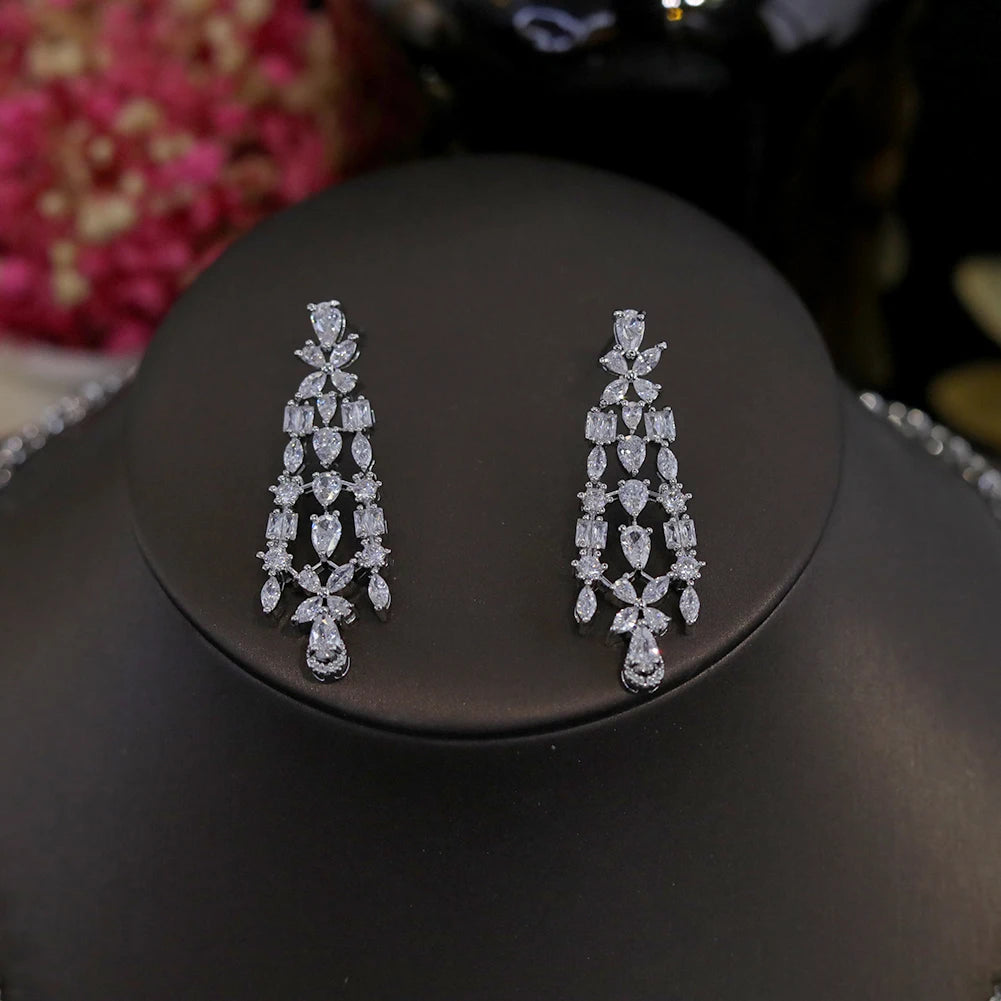 Luxury 2-Piece Water Drop Bridal Jewelry Set - Elegant Necklace & Earrings for Women | Perfect for Weddings, Prom, and Formal Occasions