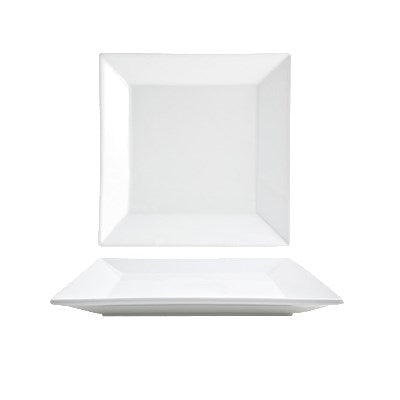 FOH Kyoto Square Plate - 8.5 Inch White Ceramic Dinner Plate for Modern Dining, Japanese Style Tableware - Perfect for Restaurants, Home Decor, and Special Occasions