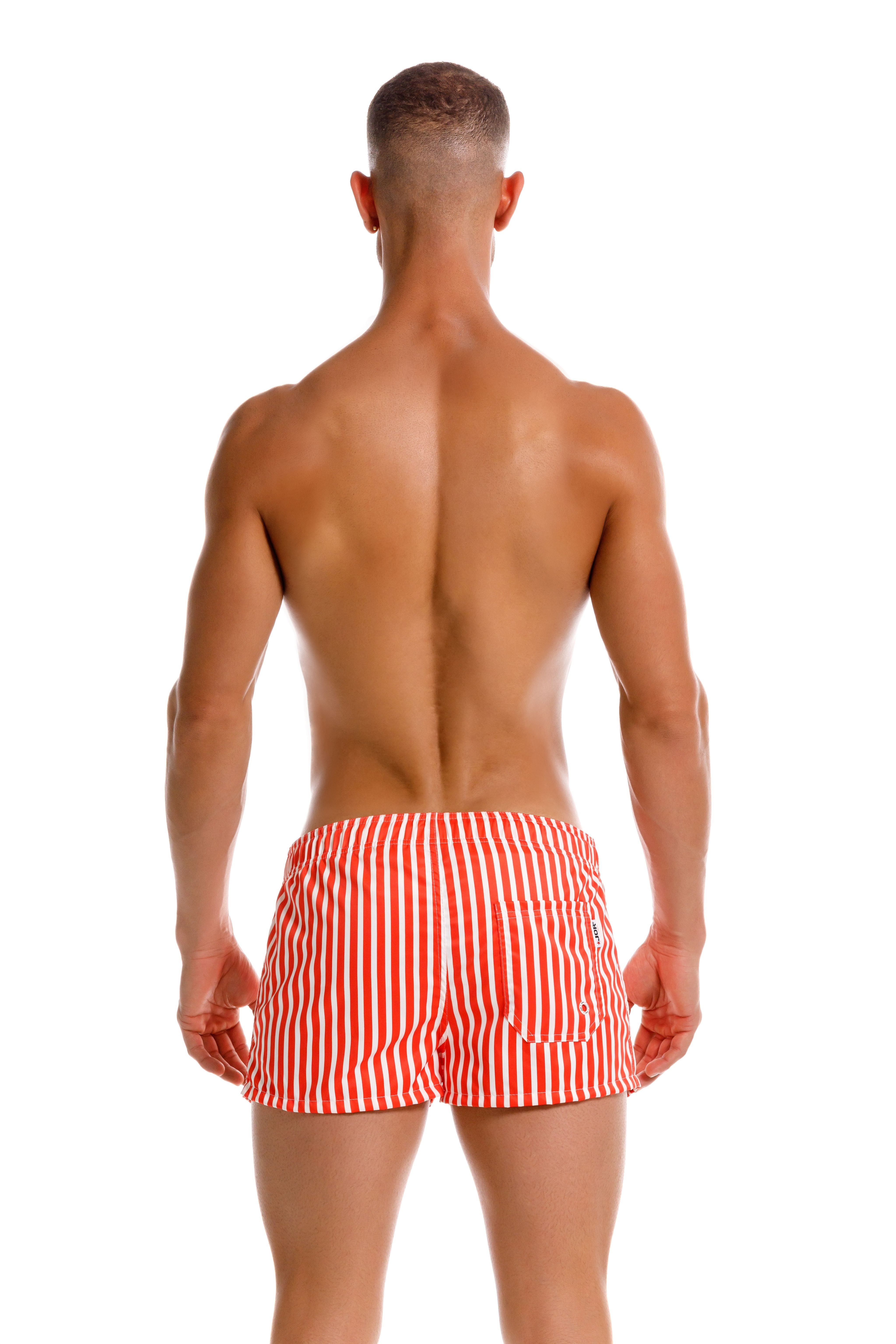 JOR Pop 2 Men's Swim Shorts - Quick Dry Red Swim Trunks for Beach, Pool & Water Sports