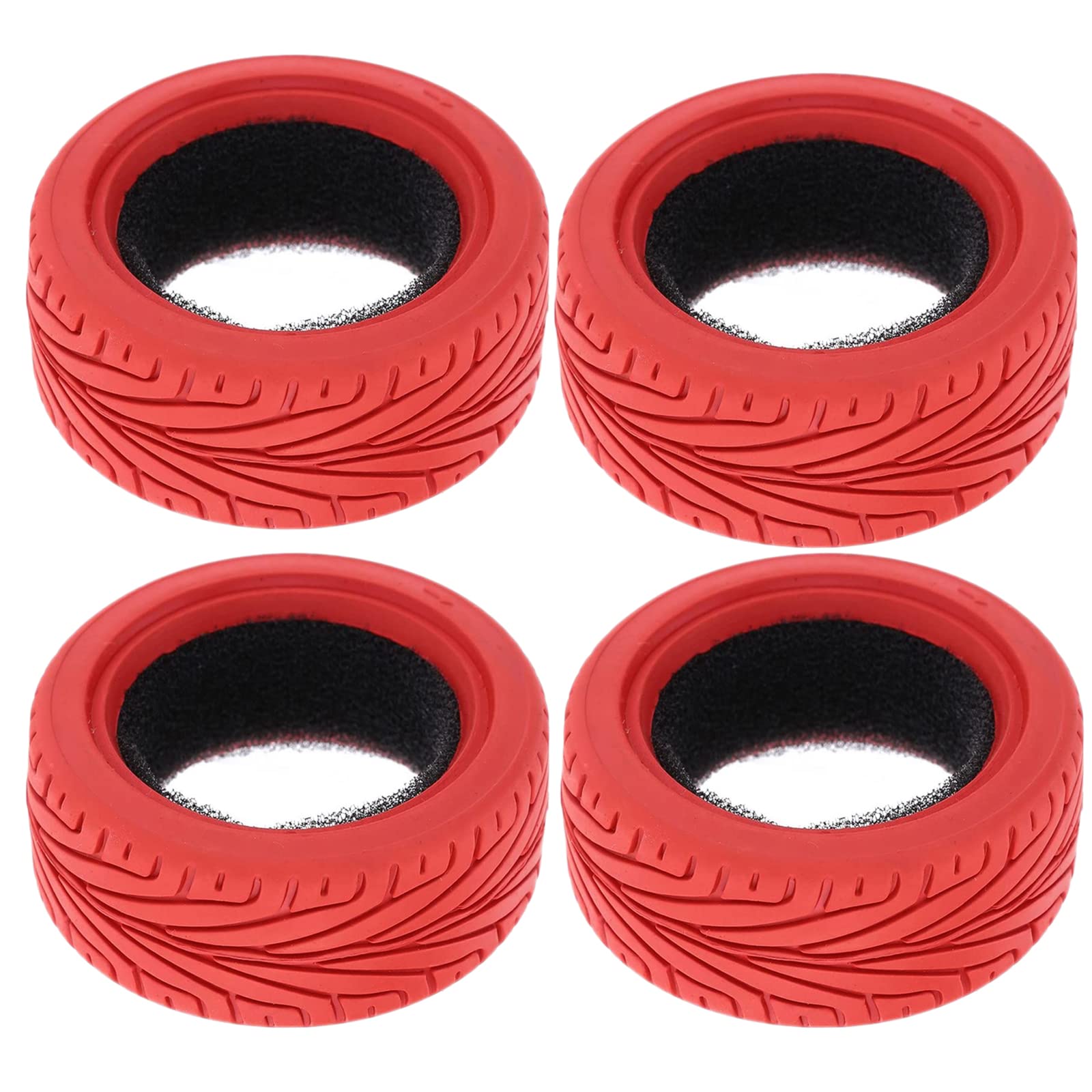 WONFAST 1/10 Scale RC On-Road Car Tires - 4PCS 65mm Grain Drift Rubber Replacement Tires for HSP Tamiya HPI Racing Cars - Perfect for Drifting, Racing and Run-flat Performance (Red)