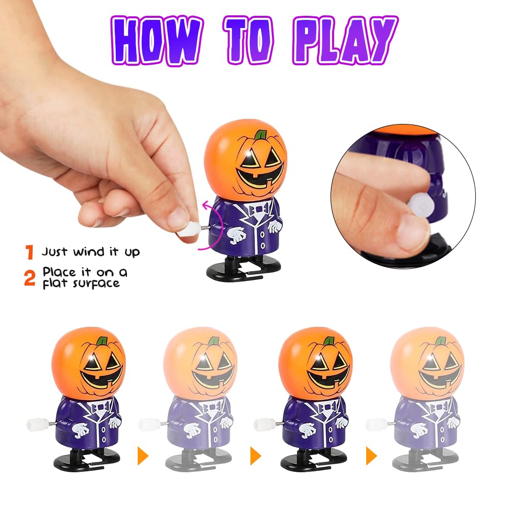 ArtCreativity Halloween Wind Up Toys - Set of 24 Assorted Bulk Halloween Toys with Unique Designs - Cute Boo Basket Gifts & Party Favors for Kids - Perfect for Trick-or-Treating, Classroom Rewards & Halloween Party Games