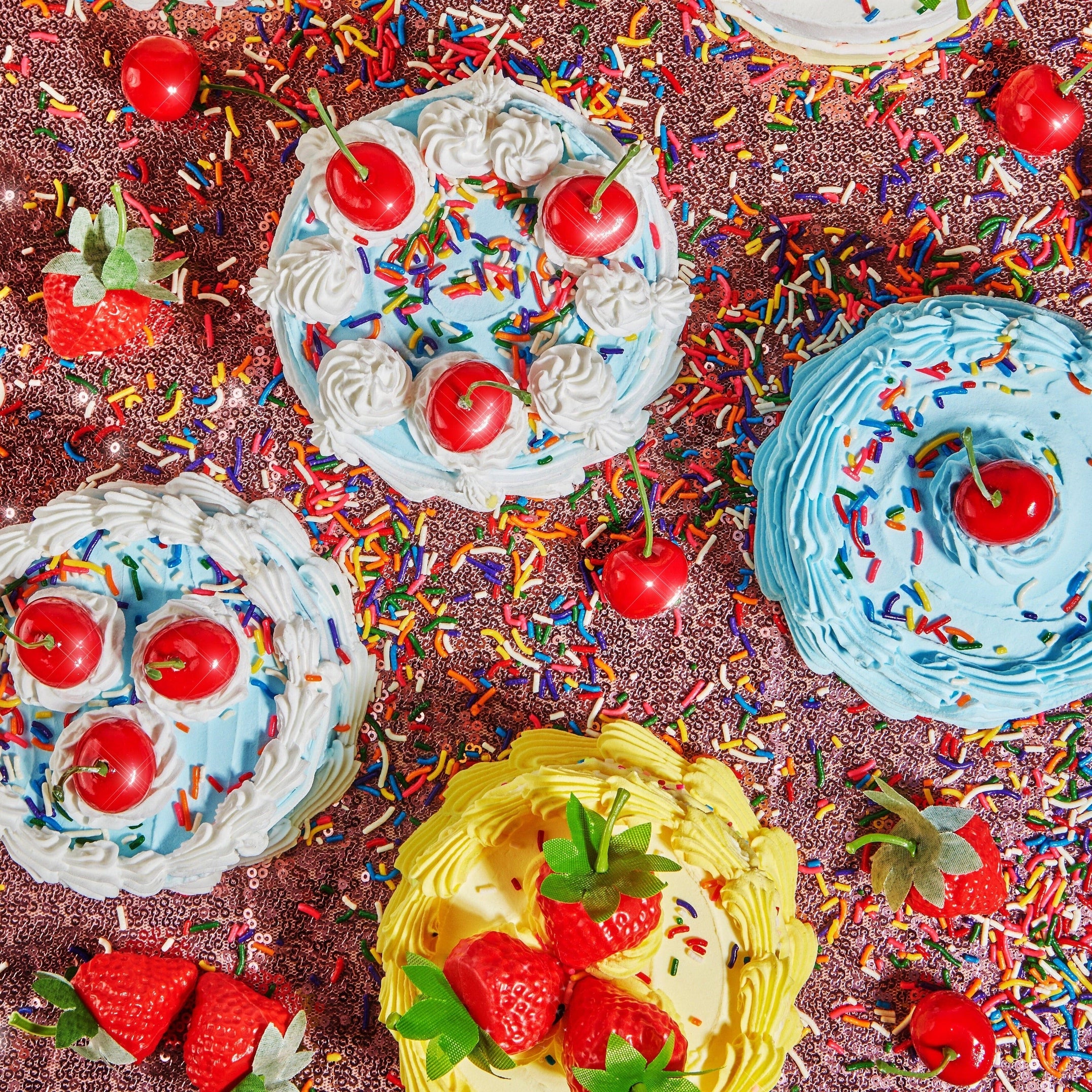 DIY Fake Cake Craft Kit - Strawberry Sprinkle Decor for Dorm Room, Birthday Gifts & Home Shelf Styling | Fake Dessert Display for Party Decorations, Classroom Projects & Creative Home Decor