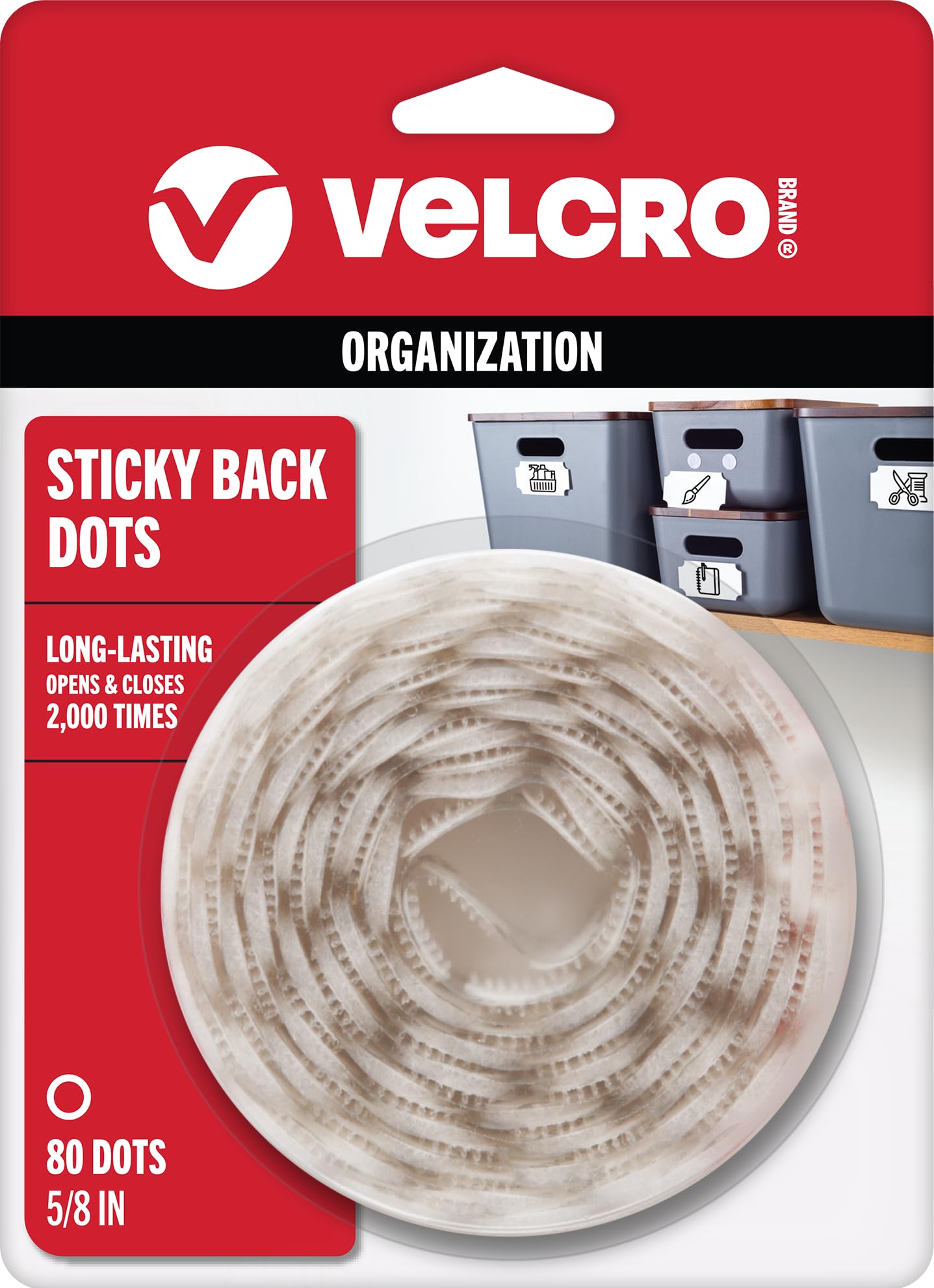 VELCRO Brand Adhesive Dots | 5/8 Inch Sticky Back Hook and Loop Circles - 80 Pack (White) | Perfect for Arts & Crafts, School Projects, DIY, Home Organization & Office Use
