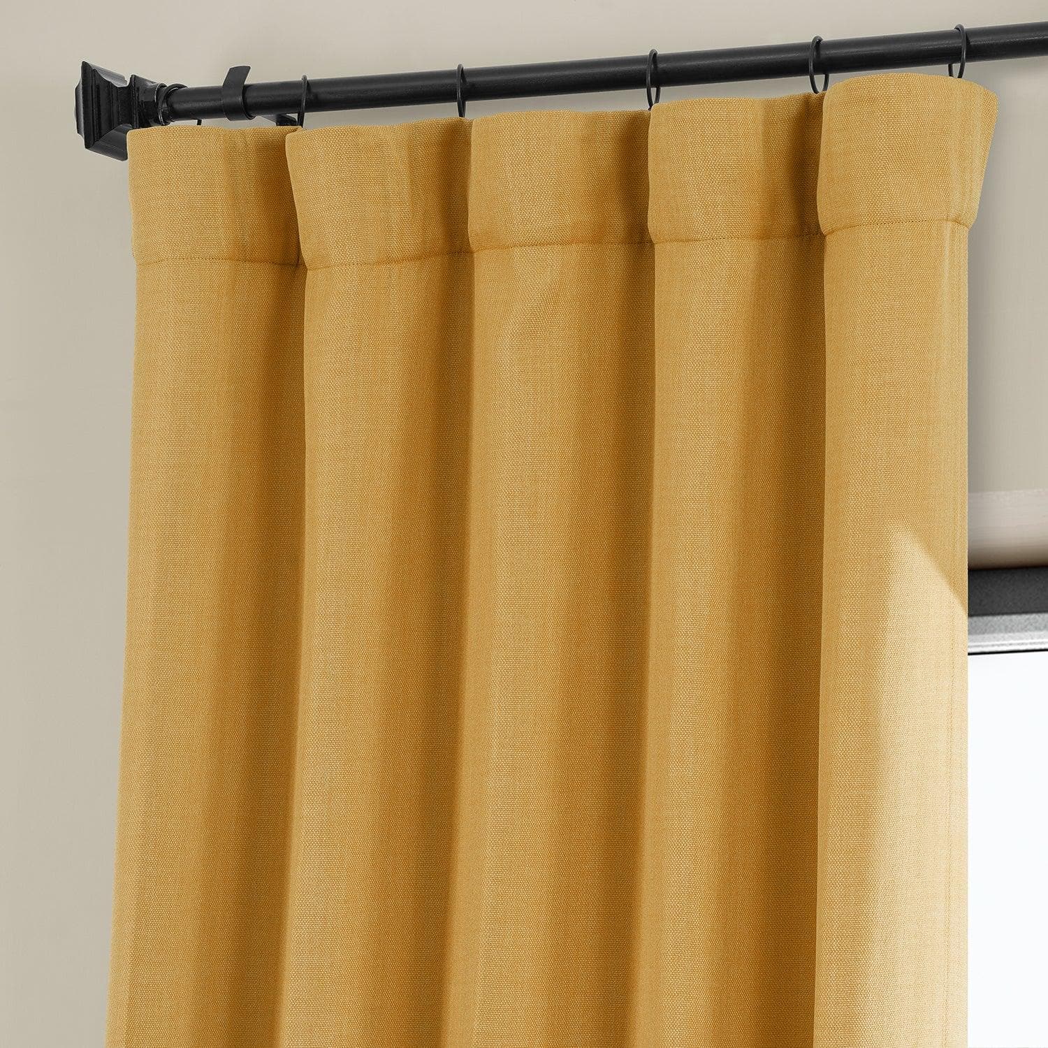 Dandelion Gold Textured Faux Linen Blackout Curtains for Bedroom & Living Room - Light Blocking Thermal Insulated Window Drapes for Home Decor