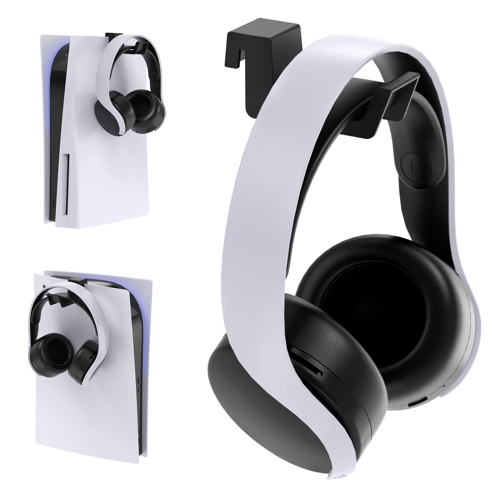 Premium PS5 Headset Stand - Klipdasse Headphone Holder for PlayStation 5 Console Accessories (Black) - Perfect Gaming Setup Organizer for Desk & Entertainment Center