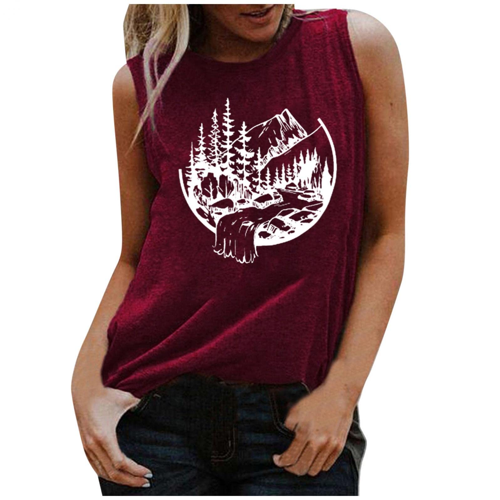 Women's Cute Printed V-Neck Tank Top - Sleeveless Workout Shirt for Running, Gym & Casual Wear | Athletic T-Shirt for Yoga, Fitness & Summer Outfits