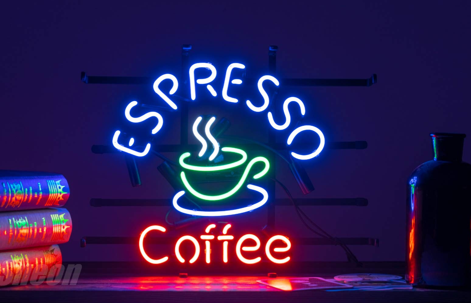 ZDQHLL Real Glass Neon Sign - Espresso Coffee Neon Light for Bedroom, Garage, Beer Bar & Nightclub Wall Decor | Vintage Art Lighting for Home, Cafe & Office