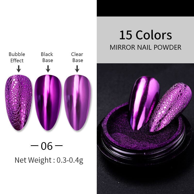 Metallic Mirror Effect Chrome Nail Powder #06 - High Shine Nail Art Pigment for Gel Polish & Acrylic Nails - Perfect for Salon, Home Manicure & Nail Art Designs